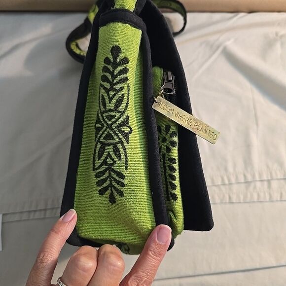 Ganesh Himal Trading Crossbody Flap Bag Cactus Desert BoHo Design Bright Green - Picture 4 of 10